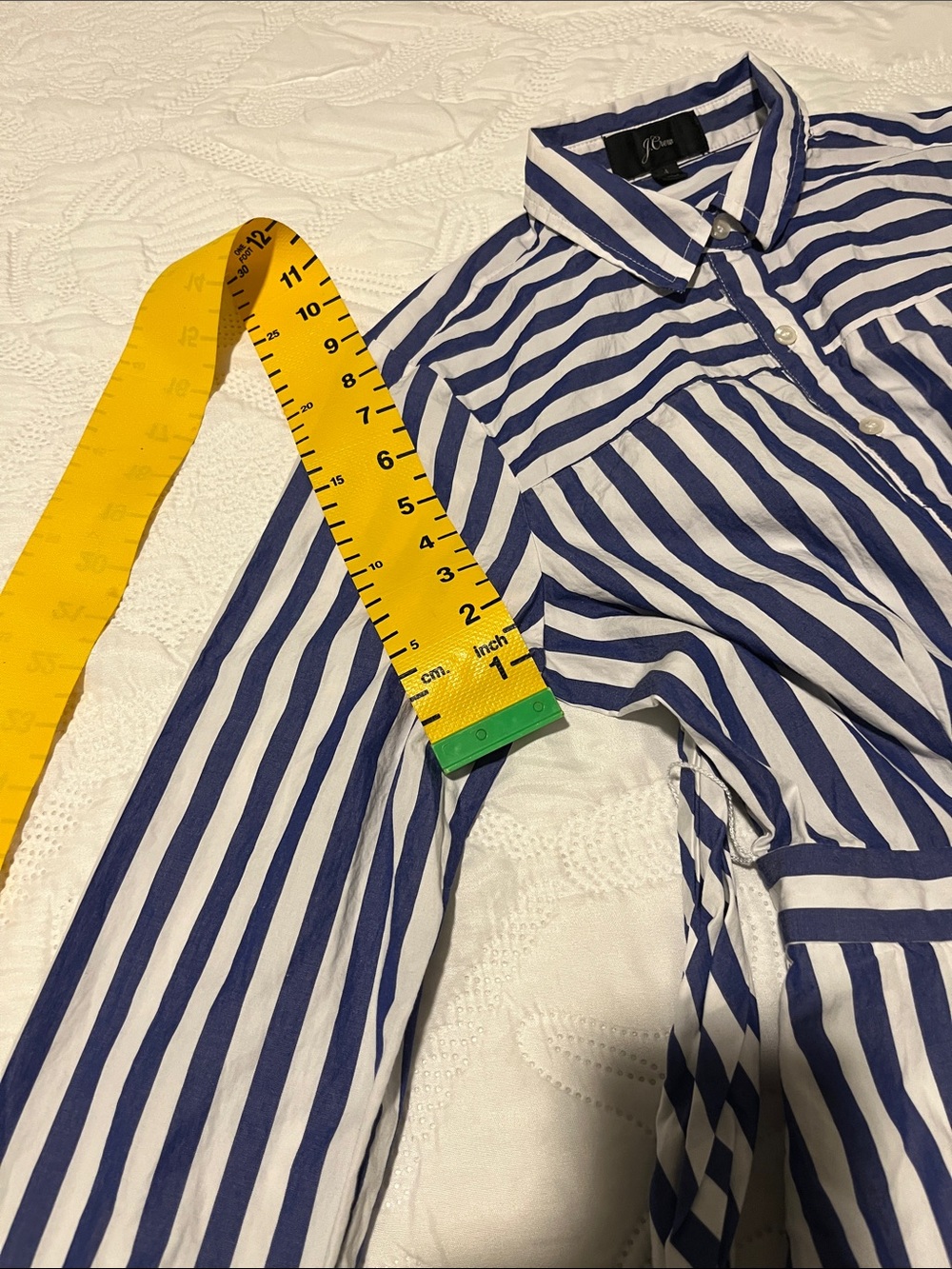 J. Crew Purple and White Striped Long-Sleeve Shirt Dress - Picture 9 of 16